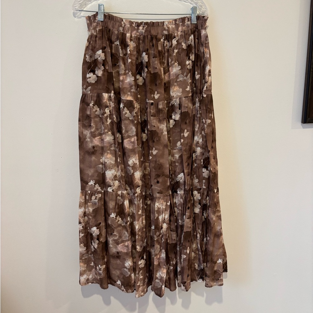 Bohme Floral Neutral Brown Skirt in XL